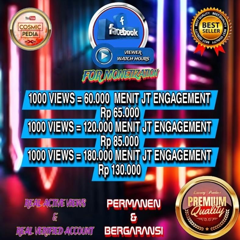 [Promo] Viewers Jam Tayang Engagement Facebook Pro/Fanpage - Syarat Monetisasi - High Quality Vip Pr