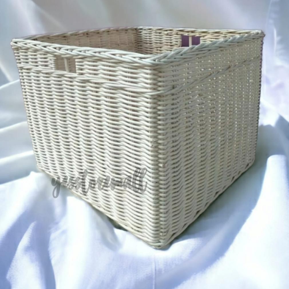 Keranjang rotan kotak persesegi besar jumbo penyimpanan barang serbaguna keranjang laundry 45x45x35 