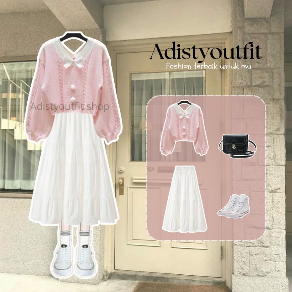 Flash Sale Oneset Kiyowo /Korean Style /Ulzzang Outfit(Set Sweater Pink) Iqr-914