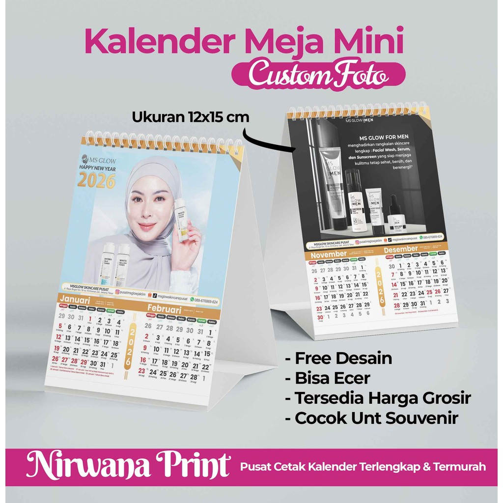 

2026 Kalender Meja Mini Pake Foto Sendiri
