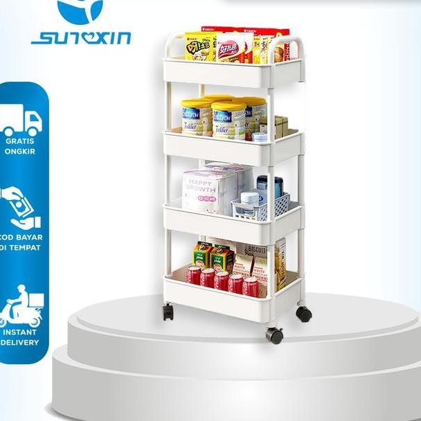 Sunxin Rak Troli Susun Serbaguna B03 Rak Dapur Plastik Rak Salon