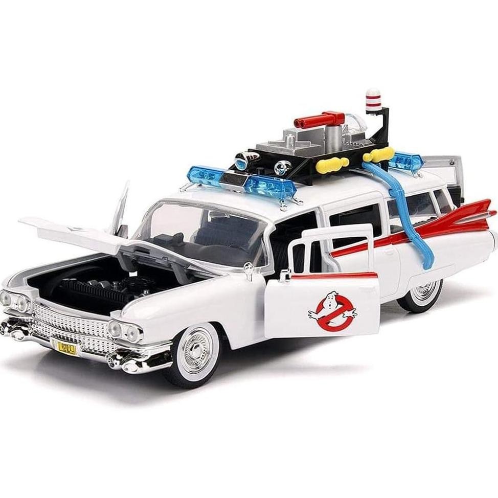 Jada Toys Hollywood Rides: Ghostbusters ECTO-1, Wei, Mastab 1:24 Original Produk