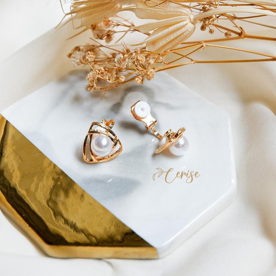 Fayoearrings Anting Jepit Korea Tanpa Tindik Emas Mutiara C Aksess Wanita