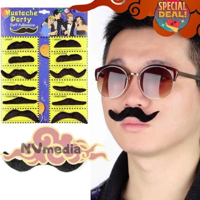 Trending Grosir Kumis Palsu Tempelan Aksesoris Fashion Natal | Kumis Fashion