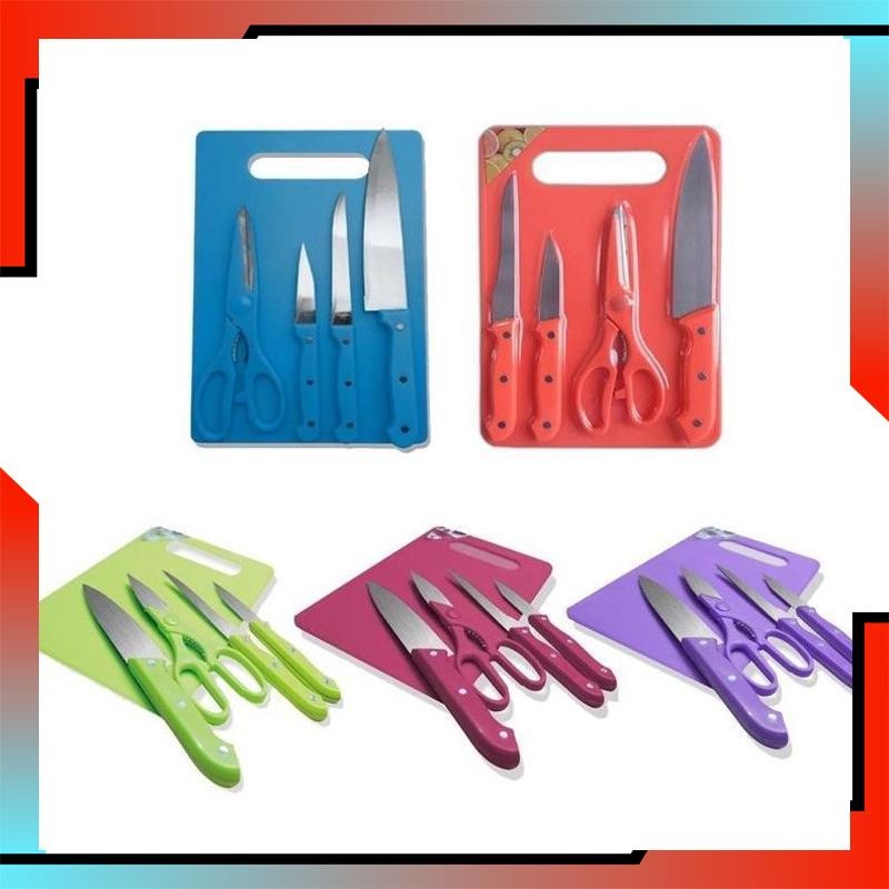 Terbaik Pisau & Gunting + Talenan Dapur Set 5in1 RXU-48