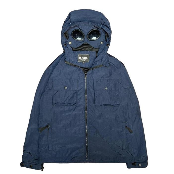 OGO SKYBLUE GOGGLE JACKET NYLON CRINKLE WINDBREAKER JAKET RINGAN JAKET PRIA CASUAL OUTFIT
