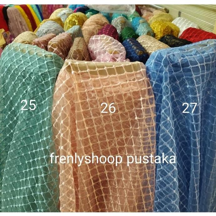 Kain Tile Kotak Bordir/Bahan Tile Kotak