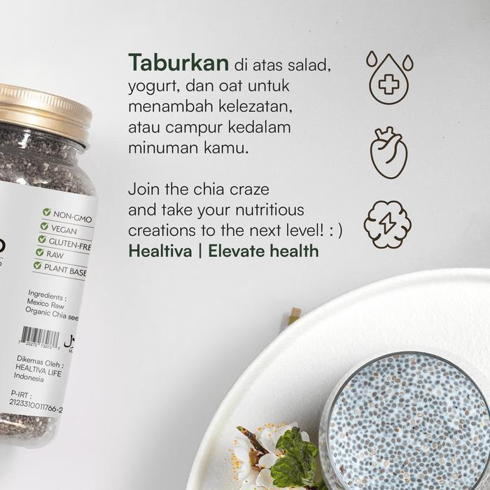 

ES HEALTIVA CHIA SEED ORGANIK | BIJI CHIA MEXICO | BUMBU SUPERFOOD CHIASEED | CHIASEED ORIGINAL 200GR