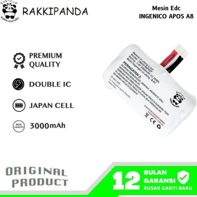RakkiPanda Baterai Compatible With Mesin Ingenico Apos A8
