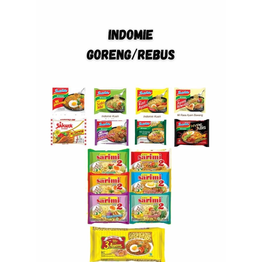 

Indomie Goreng / Rebus | Sarimi | Mie Sakura | Mie Telur 3 Ayam Satuan PALING MURAHH!! Toko Adriel