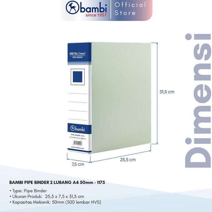 

TERMURAH - Bambi Pipe Binder A4 MID SIZE 0 mm With Full Spine 4 Colour Labels 7