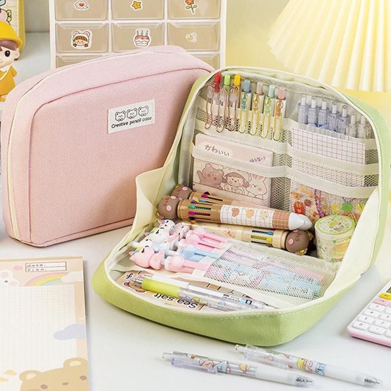 

Super Sale [Cod] 8-Layer Super Large Capacity Pencil Case Kawaii Canvas Pencil Box Pen Pouch Organizer For Girls Back To School Stationery Supplies