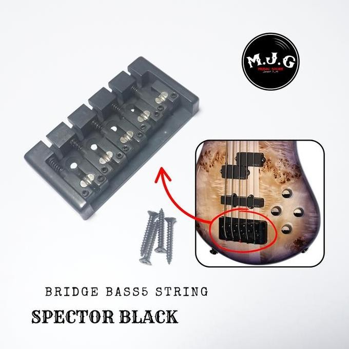 bridge bass elektrik spector hitam 5 string high quality material and sustain