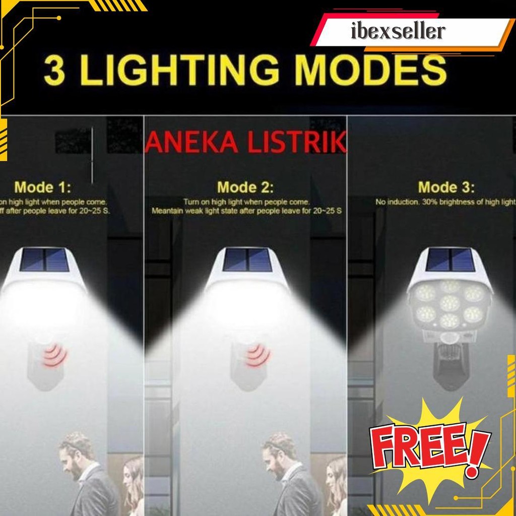 Lampu Solar 77Led Waterproof Solar Motoin Sensor Light Outdoor Lampu Solar Led Terlaris
