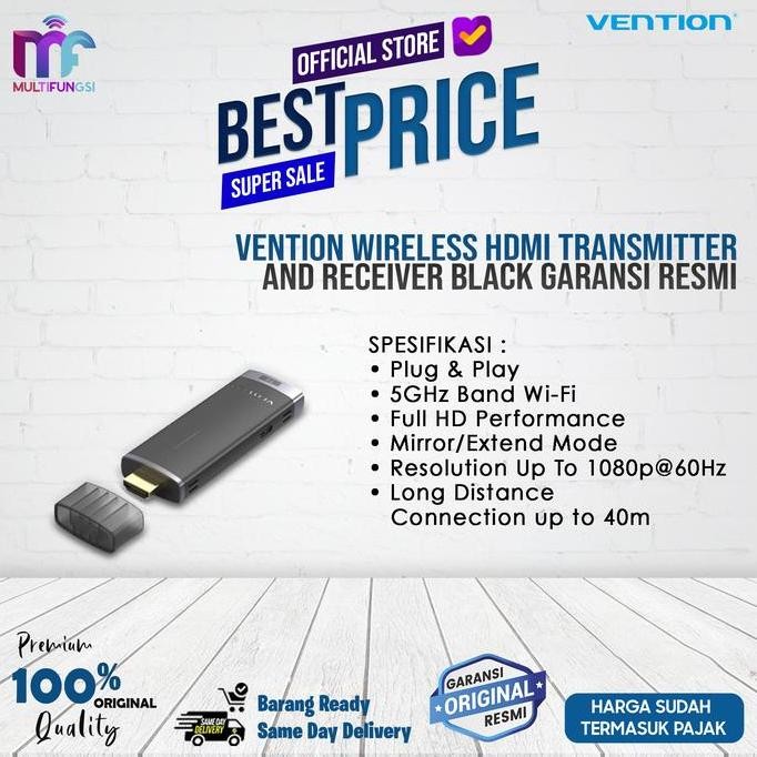 Vention Wireless HDMI Transmitter and Receiver Black Garansi Resmi