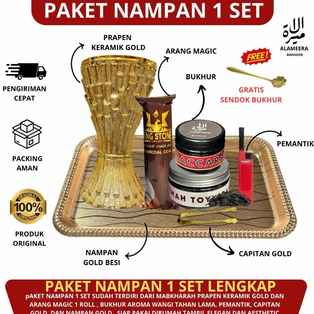 Bukhur Paket Nampan 1 Set Bukhur Aroma Wangi Tahan Lama Arang Magic Dupa Arab