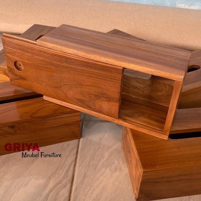 tempat tisu kayu jati - kotak tisu jati - tempat tisu estetik