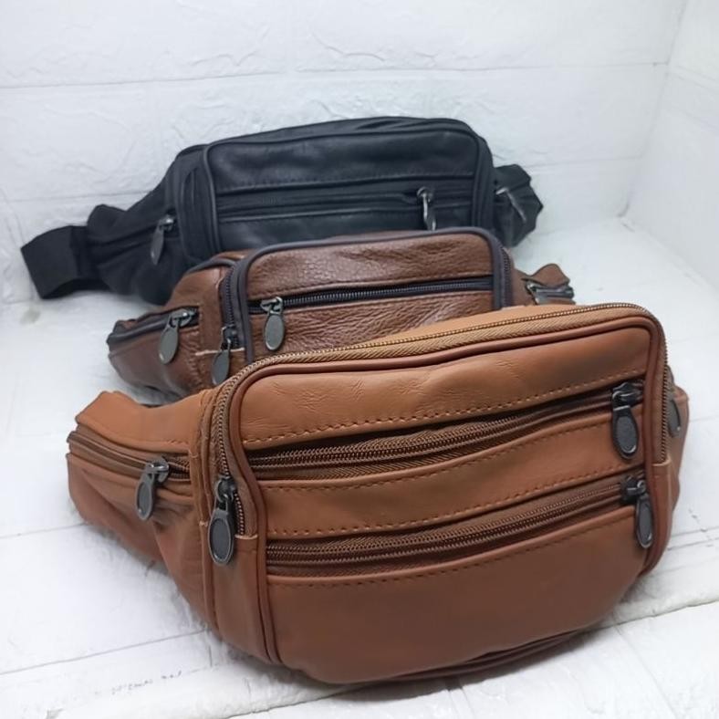 Tas Pinggang Kulit Sapi Asli Ukuran BesarTas Selempang Kulit Asli Waistbag Kulit Asli Pria Wanita