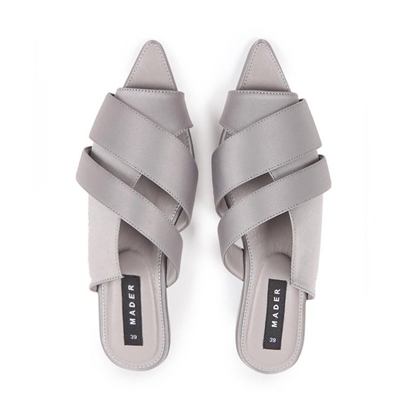 Mader Open Toe Mules Satin Grey