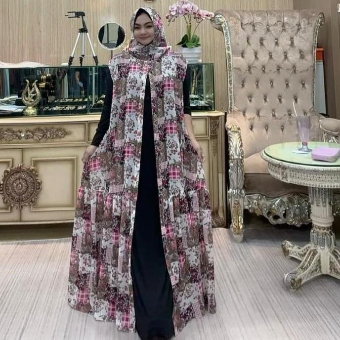 Jilbab Lovita Zipper Motif Lokal Brand| Hijab Rompi Lovita | Lovita Zipper | Jilbab Rompi | Kerudung