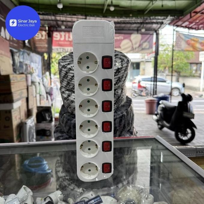 UTICON Lubang 6 Saklar Stop Kontak Terminal Kuningan