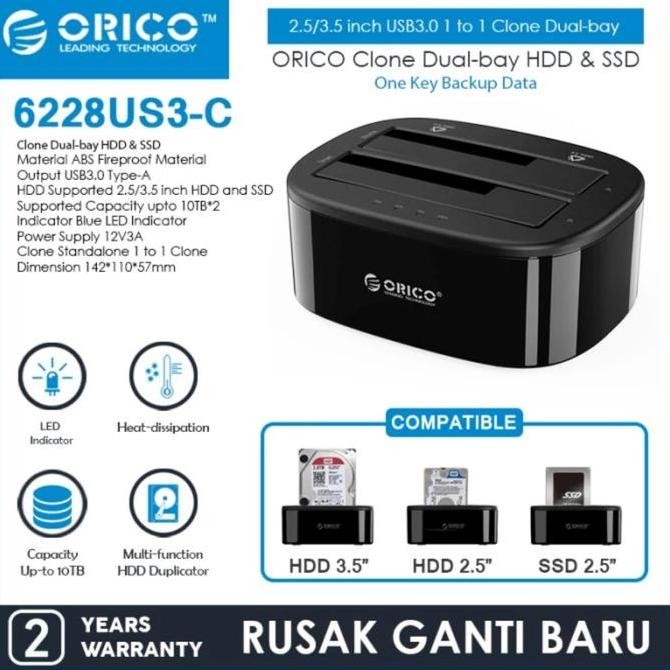 TERBARU - ORICO 6228US3 HDD SSD Hard Drive Docking Station Hardisk 6228