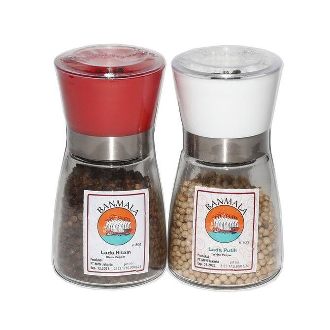 

Banmala Spice Paket Lada Hitam & Lada Putih Dalam Botol Gilingan Burrs Keramik White Papper + Black Papper Mill
