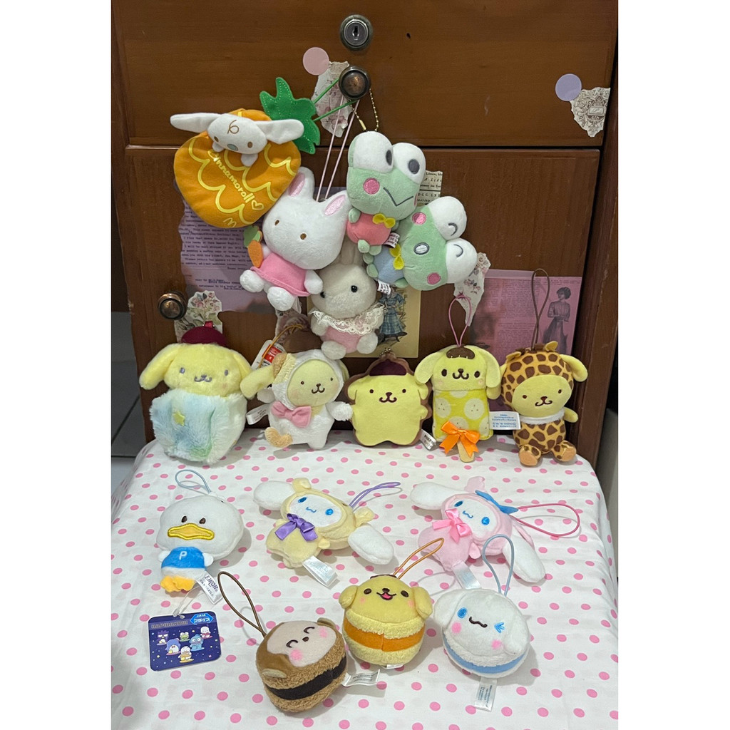 WTS collection RARE sanrio (cheery chumms, monkichi, poron, espresso, keroppi, pompompurin)