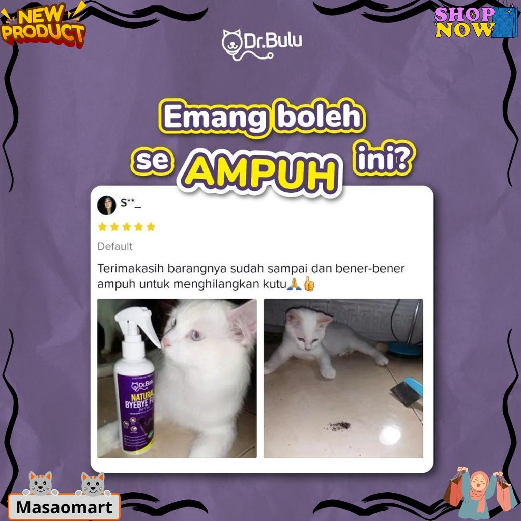 Viral Dr.Bulu - Natural Bye Bye Fleas For Cat - Pembasmi Kutu Kucing Alami, Obat Kutu Kucing Hamil