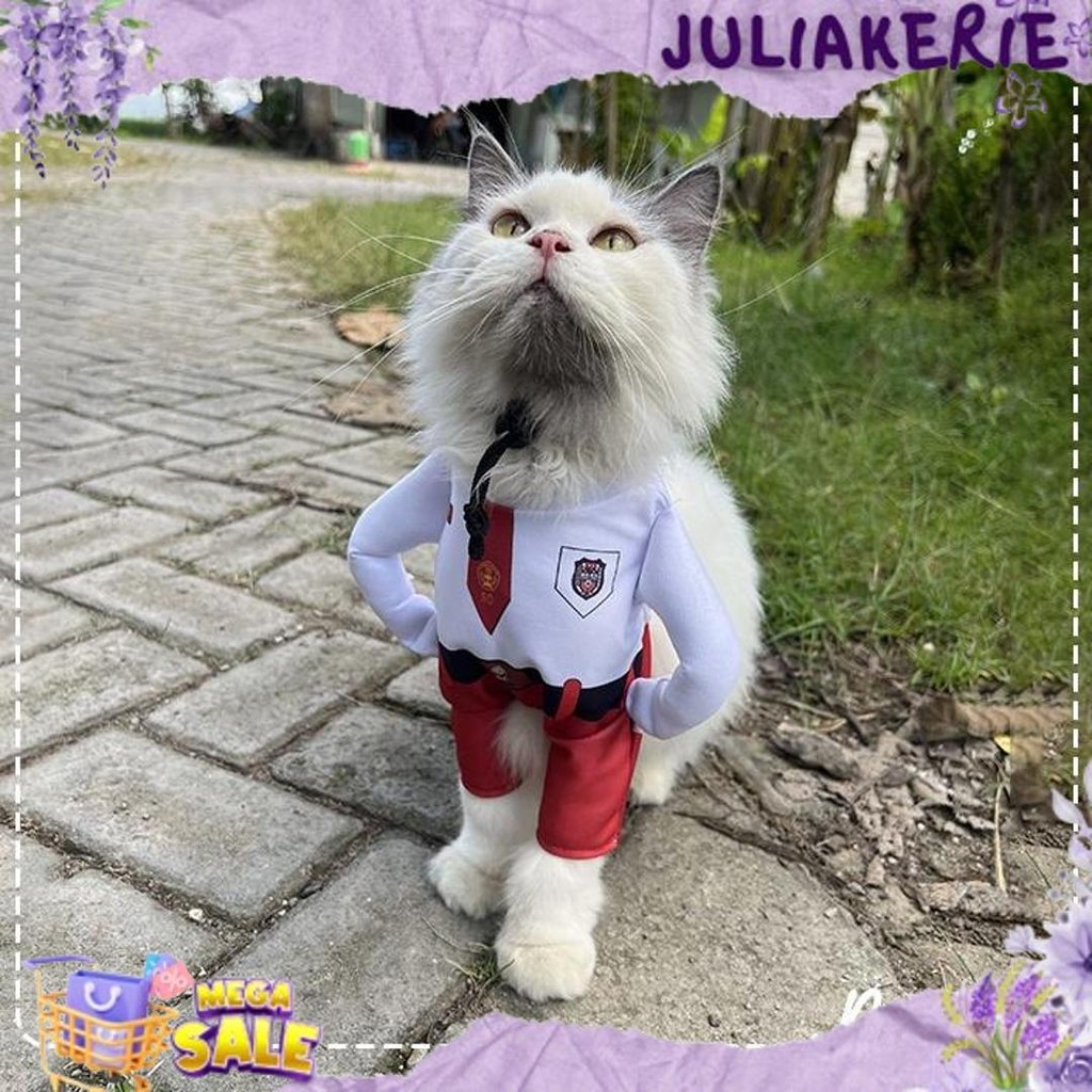 Top Seller [ ] Kostum Anak Sekolah untuk kucing Baju Berdiri anak SD / Kostum kucing size S-XL