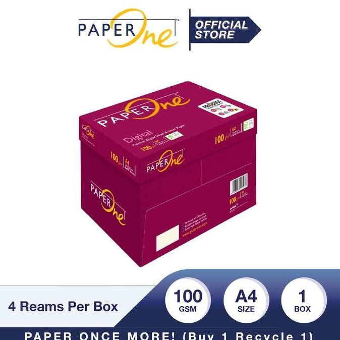 TERBARU - PaperOne Kertas A4 100gr Digital 1 Box (2000 lembar) Kertas HVS