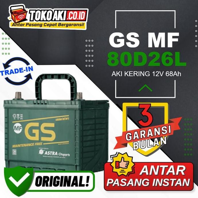 BEBAS ONGKIR - GS Astra MF 80D26L - 68Ah