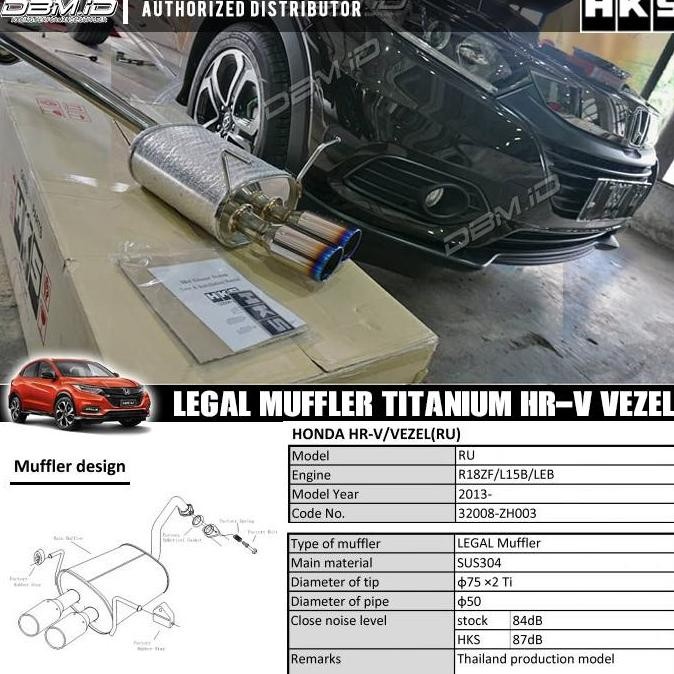 BEBAS ONGKIR - Knalpot HKS HRV HR-V Vezel Legal Muffler Titanium Original 32008-ZH003