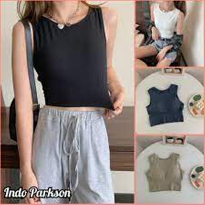Sexy Crop Top Tank Top With Pad Sport Bra Bahan Halus Nyaman