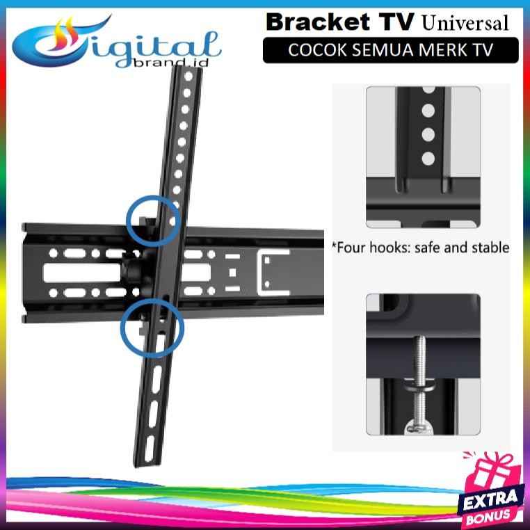 Promo Xtra Ik69 Bracket Tv Led Lcd 21" S/D 55" Universal  55 50 47 43 42 40 32 28 21 Inchi Tebal Kok