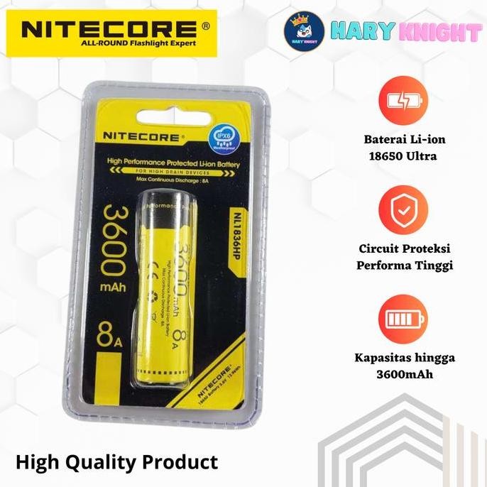 Nitecore Baterai 18650 Li-Ion 3600Mah High Drain Original Authentic