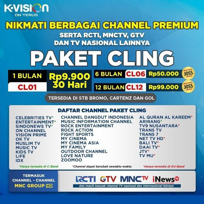 Paket Kvision Cling Cl12 Bromo Cartenz Dan Gardiner Optus Lgsat Gol Kvision