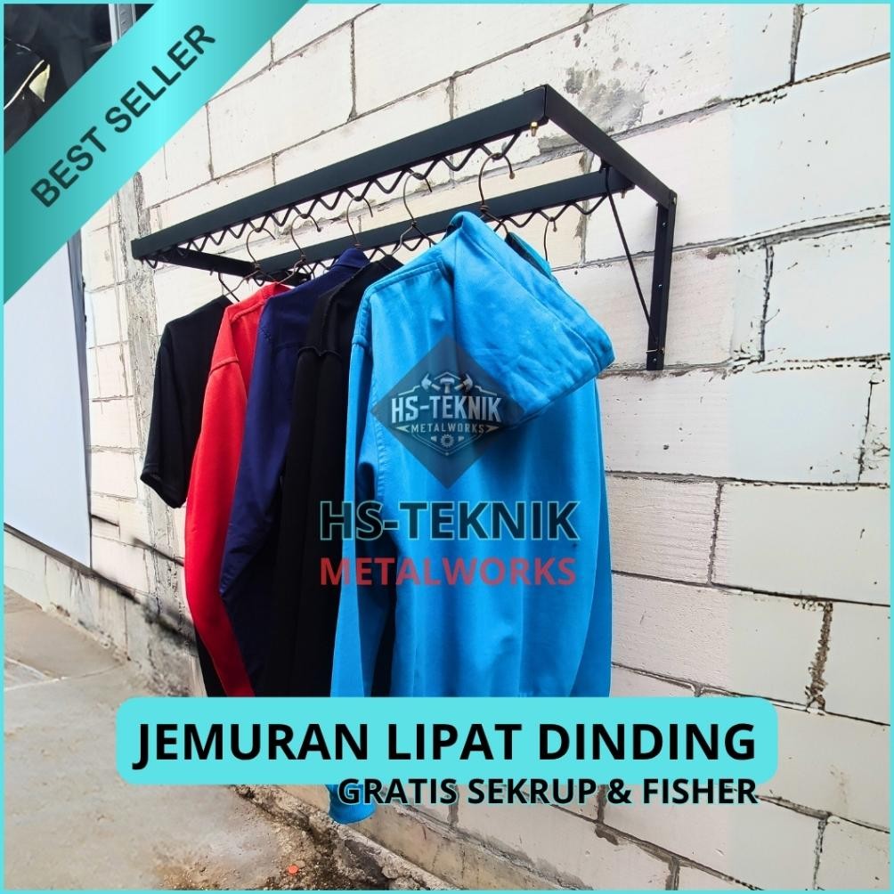 Jemuran Dinding Model Lipat Ukuran Minimalis 1 Meter Pengering Baju Bahan Besi Galvanis