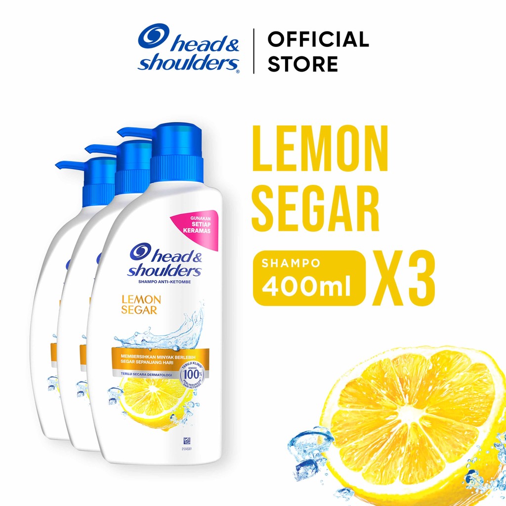 Head and Shoulders Sampo Anti Ketombe Lemon Segar Perawatan Rambut 400ml x3 / Head and Shoulders Sha
