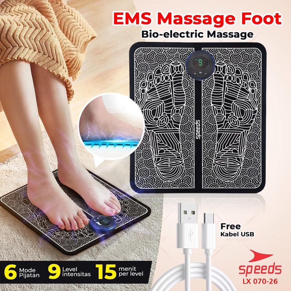 SPEEDS EMS Foot Massager Mat Pijat Kaki EMS Pad Mat Alat Pijat Kaki Elektric Portabel 070-26