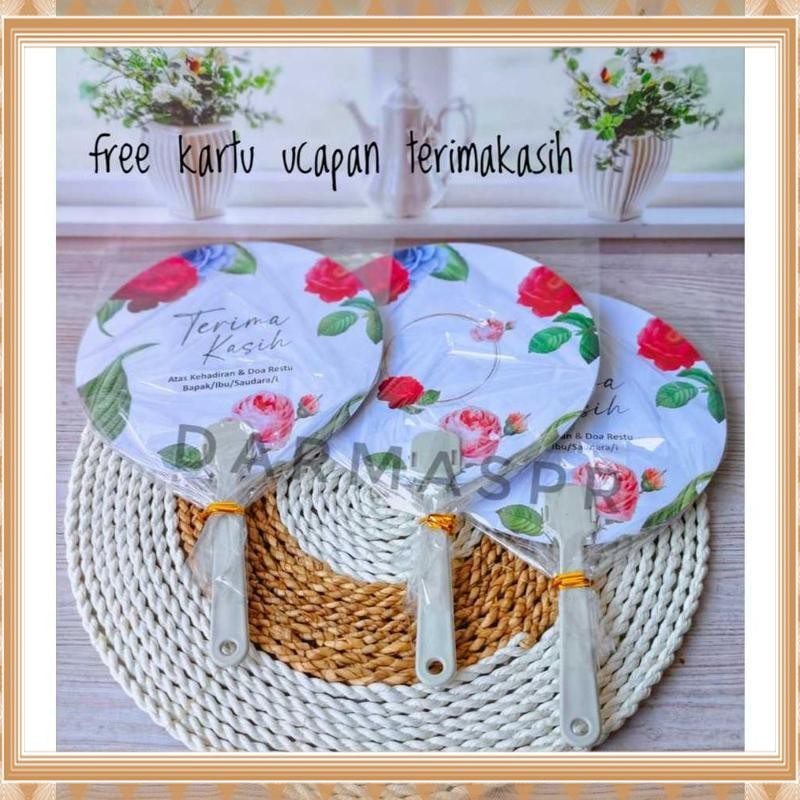 Promo ISI 100PCS SOUVENIR KIPAS MOTIF BUNGA MAWAR CANTIK KEMASAN PLASTIK BKM-49