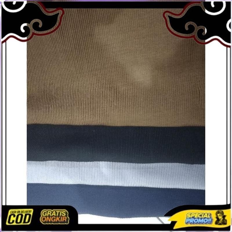 Terbaik Kain Rib Bur Babat 2X1 Bahan Polyester Tebal Warna Hitam Abu Muda Navy Coklat