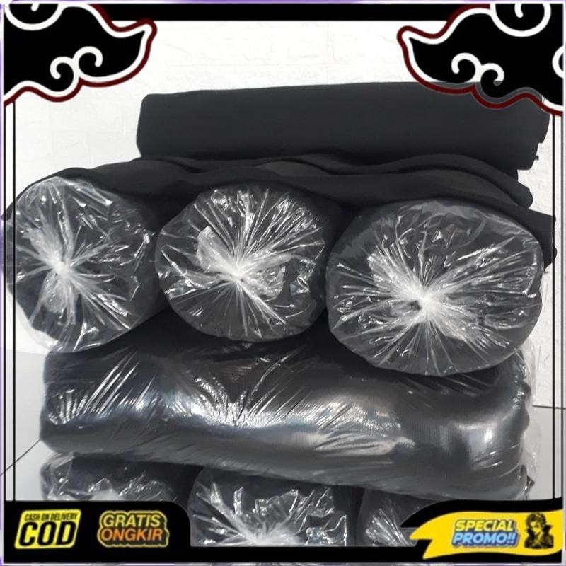 Cod Bahan Kain Rib /Bur /Hitam Polos Lebar 80Cm, Untuk Jaket Sweater Celanajoger Training