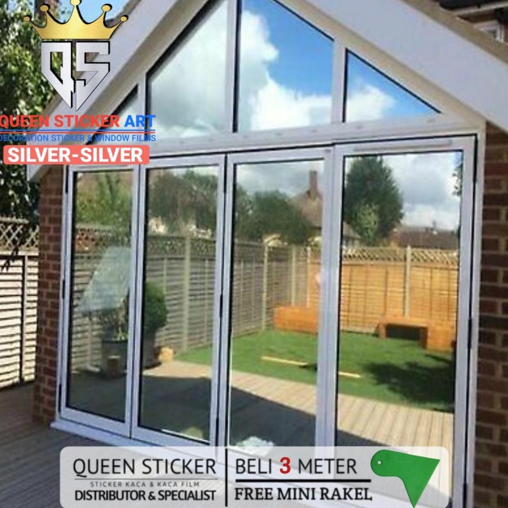 ACH - Stiker Kaca Film Jendela Rumah Sparta One Way Cermin Silver Silver Bahan Meteran
