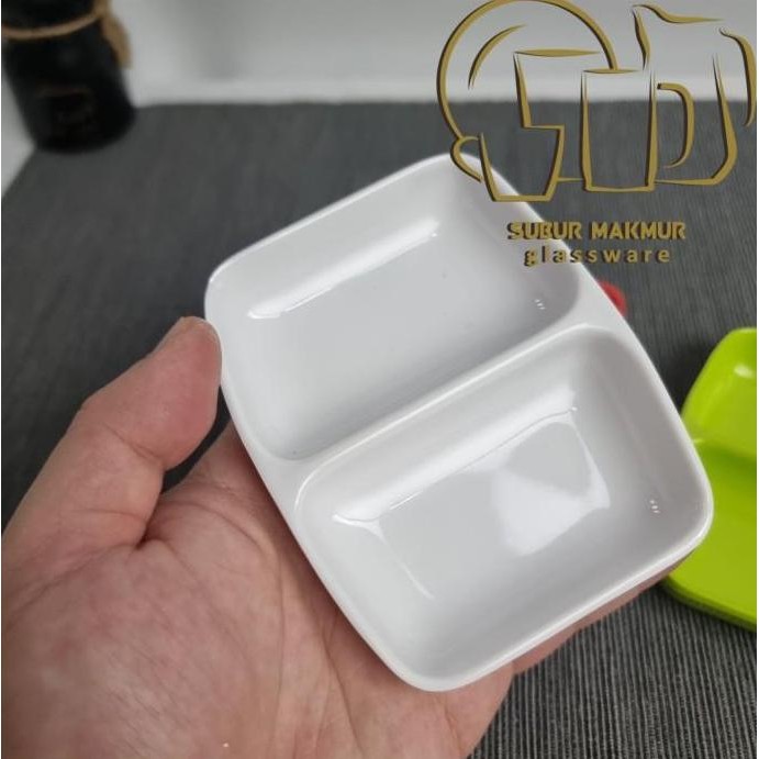 (Good) [1 pcs] Pisin Sambal Sekat 2 Melamin Tebal. Ber SNI / Tempat Cabe