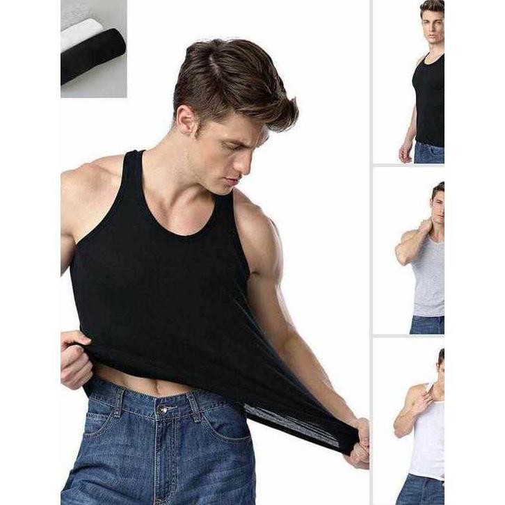 HEMAT 3 PCS SINGLET PRIA POLOS BAHAN COTTON RIB SLIMFIT KAOS DALAM PRIA TANKTOP COWOK LEKBONG PRIA