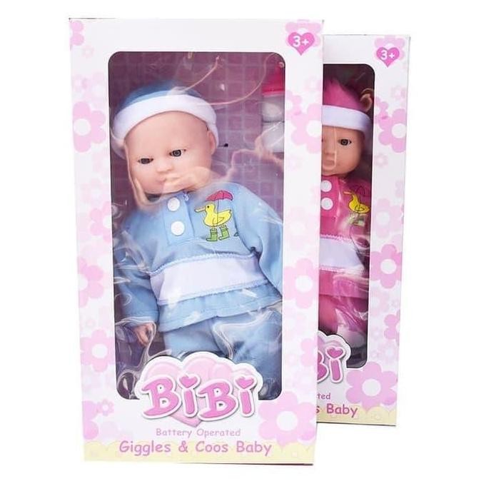 DE109 >> mainan boneka bibi ekspresi bibi gigles bahan karet boneka bayi bisa suara nangis ketawa ma