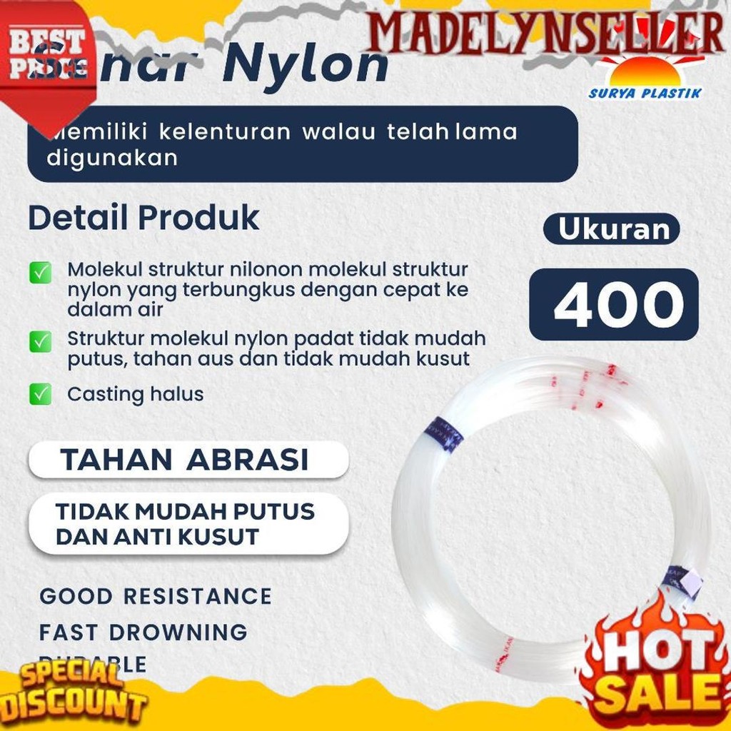 Baru Senar Cap Ikan Kakap  Ukuran 400 (25)  per Roll /Tali Senar Pancing / Senar Layangan