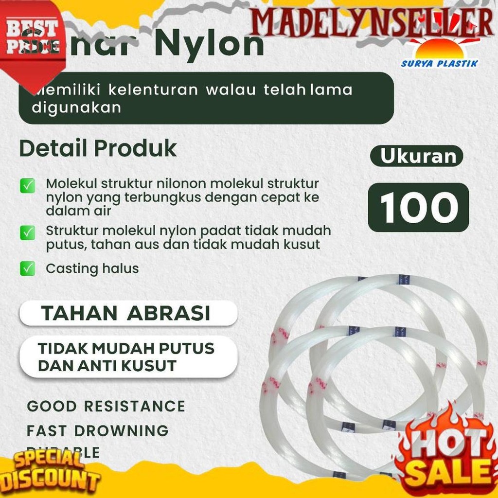 Super Senar Cap Ikan Kakap  Ukuran 100 (6)  per Roll /Tali Senar Pancing / Senar Layangan