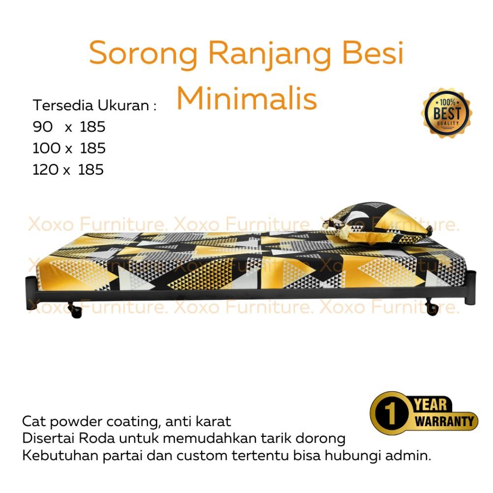 Sorong Ranjang Besi Ranjang Kolong Roda Tarik Minimalis